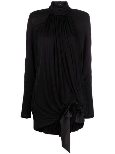 high-neck draped minidress by SAINT LAURENT