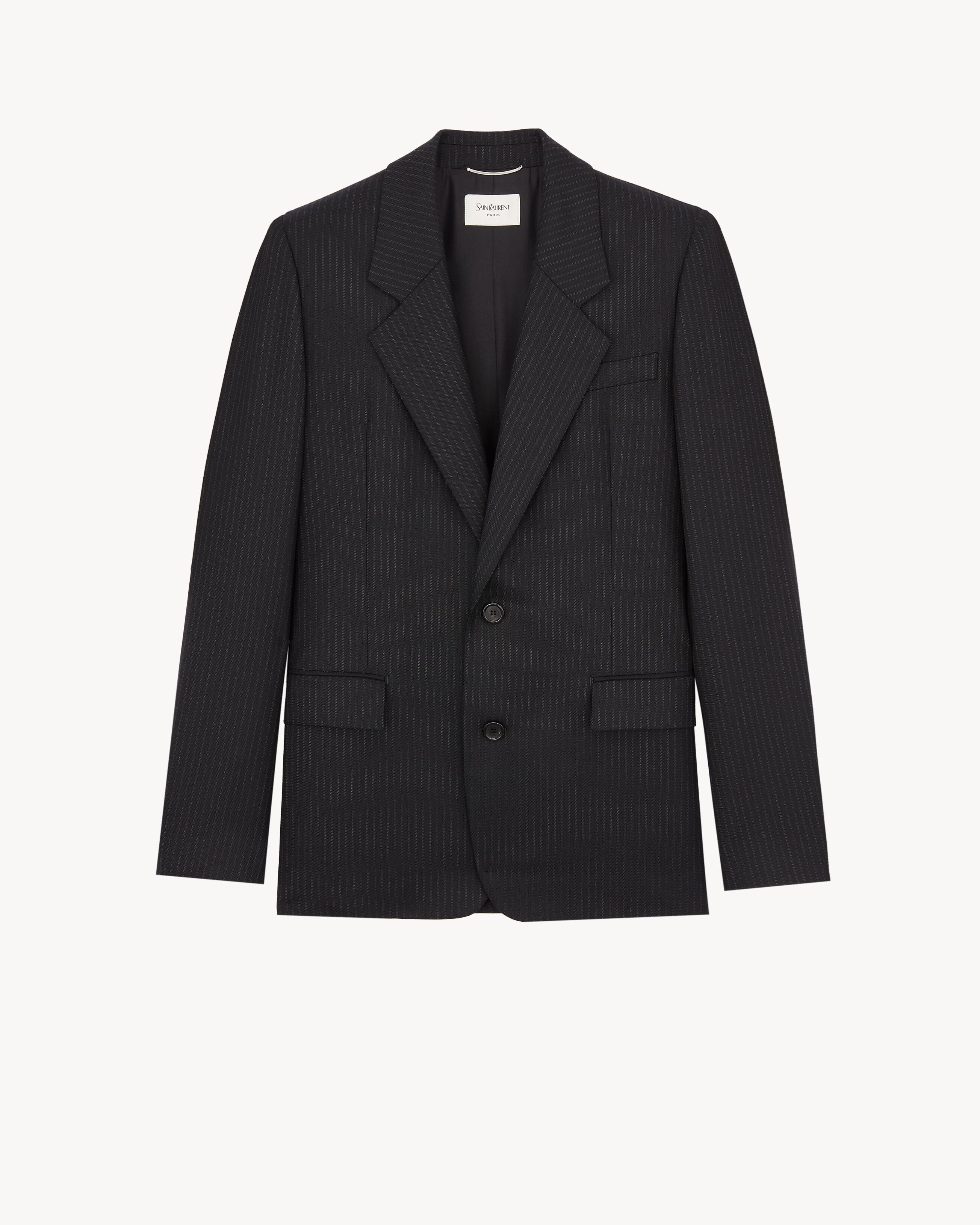 jacket in chalk-stripe wool by SAINT LAURENT