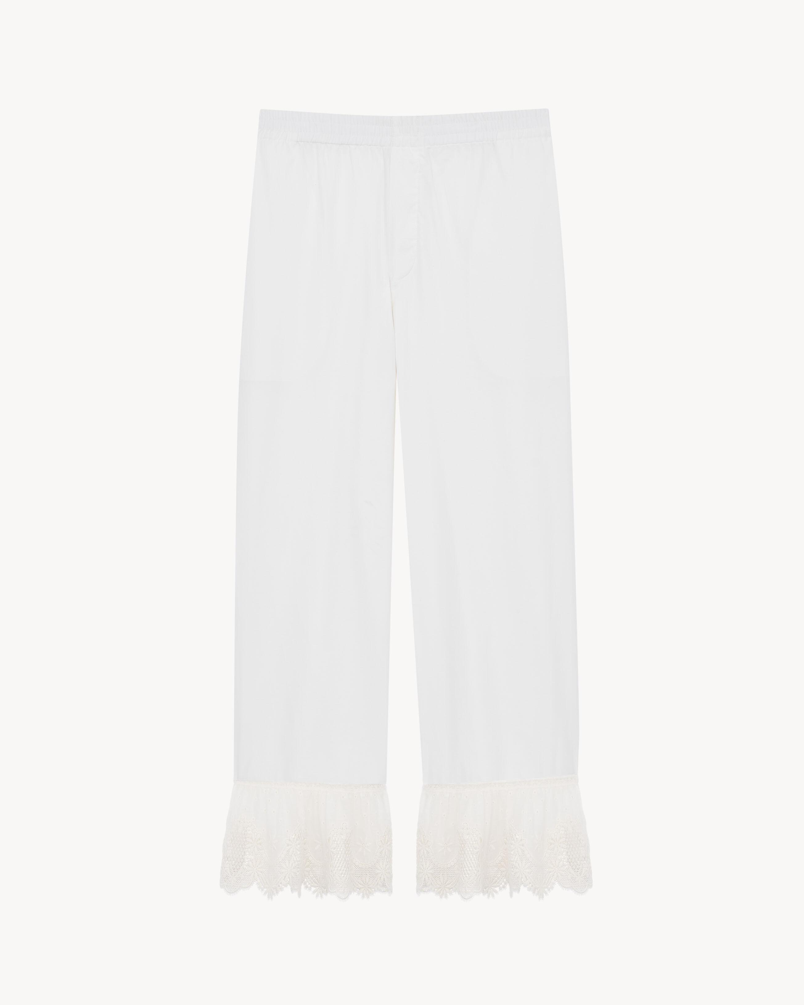 lace-cuff pants in cotton poplin by SAINT LAURENT