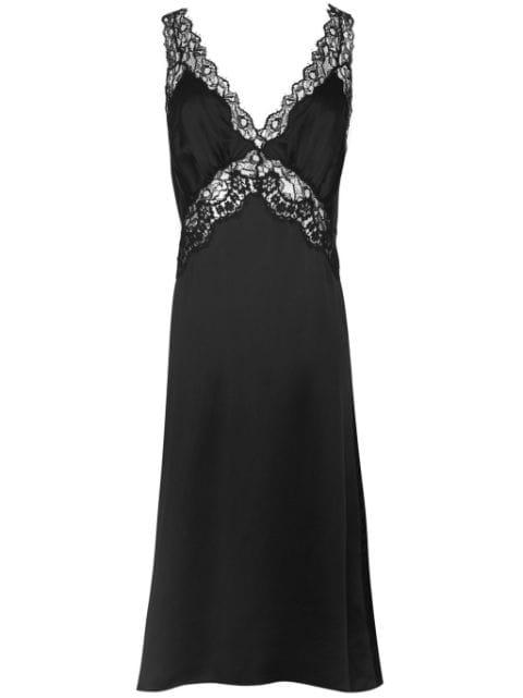 lace-panel midi dress by SAINT LAURENT