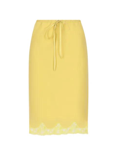 lace-trim drawstring midi skirt by SAINT LAURENT