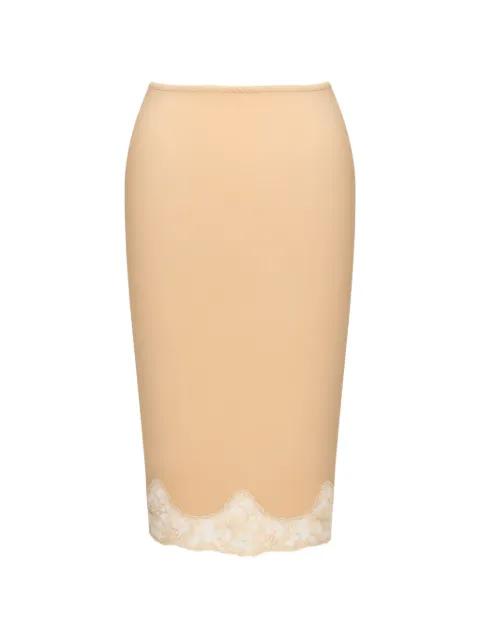 lace-trim midi skirt by SAINT LAURENT