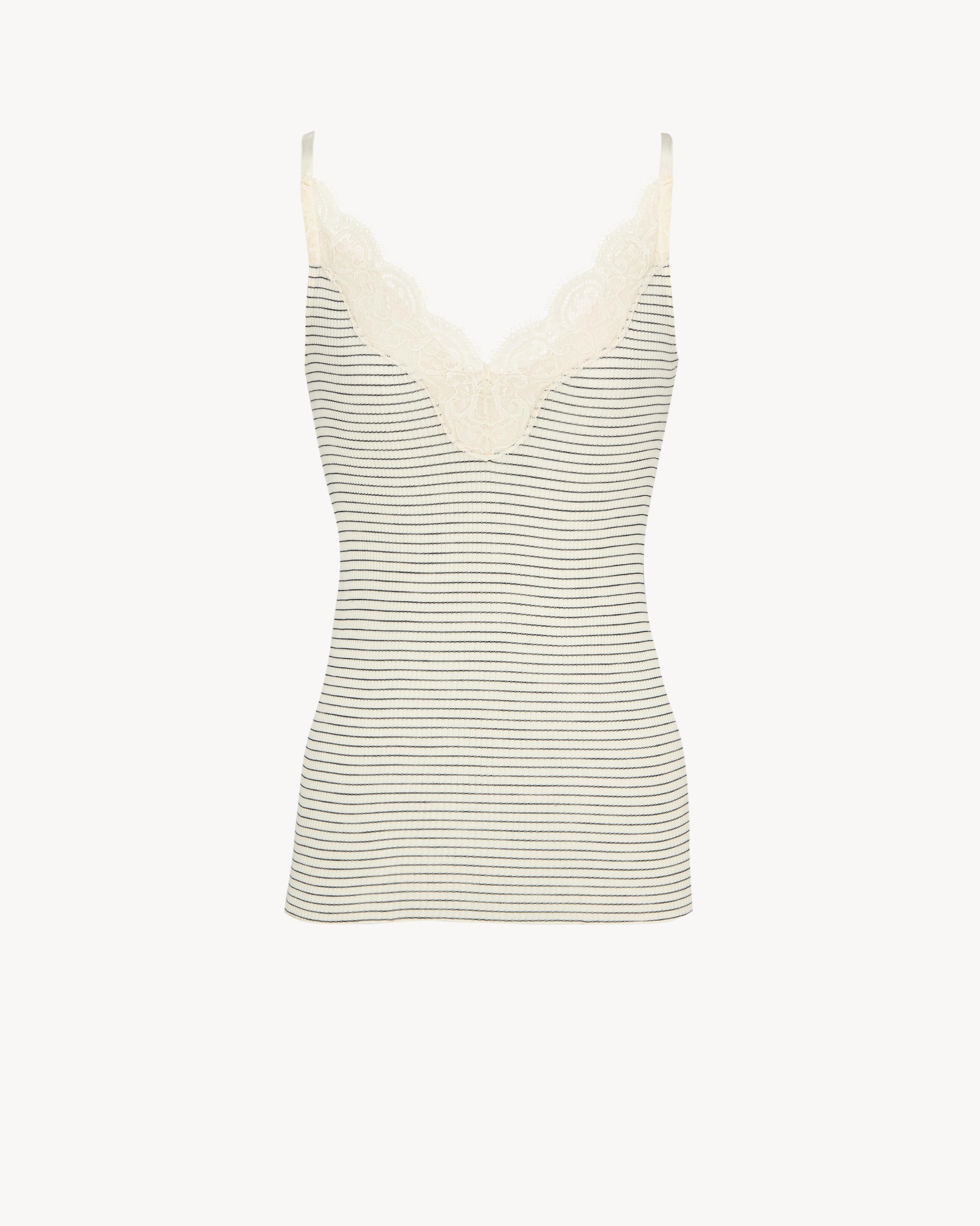 laced tank top in ribbed wool and silk by SAINT LAURENT