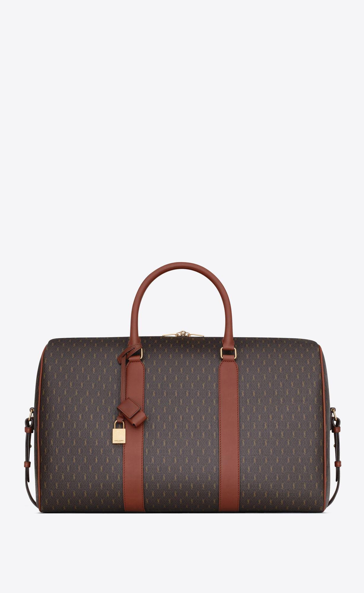 le monogramme 48h duffle in cassandre canvas and vegetable tanned leather by SAINT LAURENT