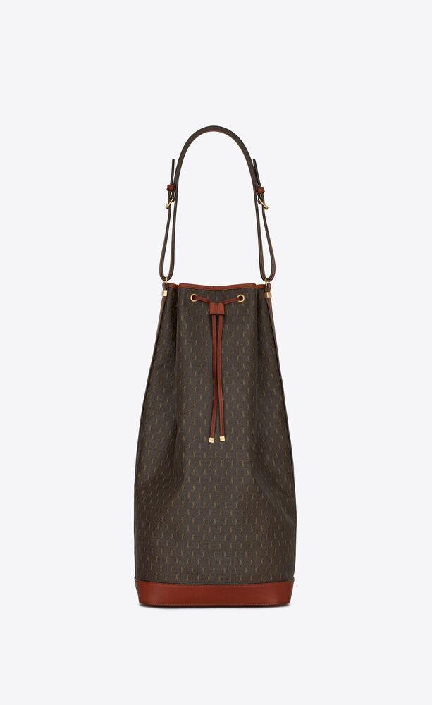 le monogramme long bucket bag in canvas and smooth leather by SAINT LAURENT