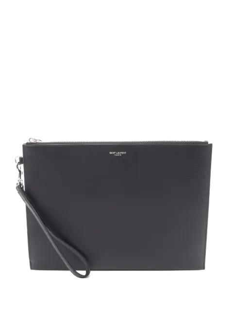leather zip clutch bag by SAINT LAURENT 