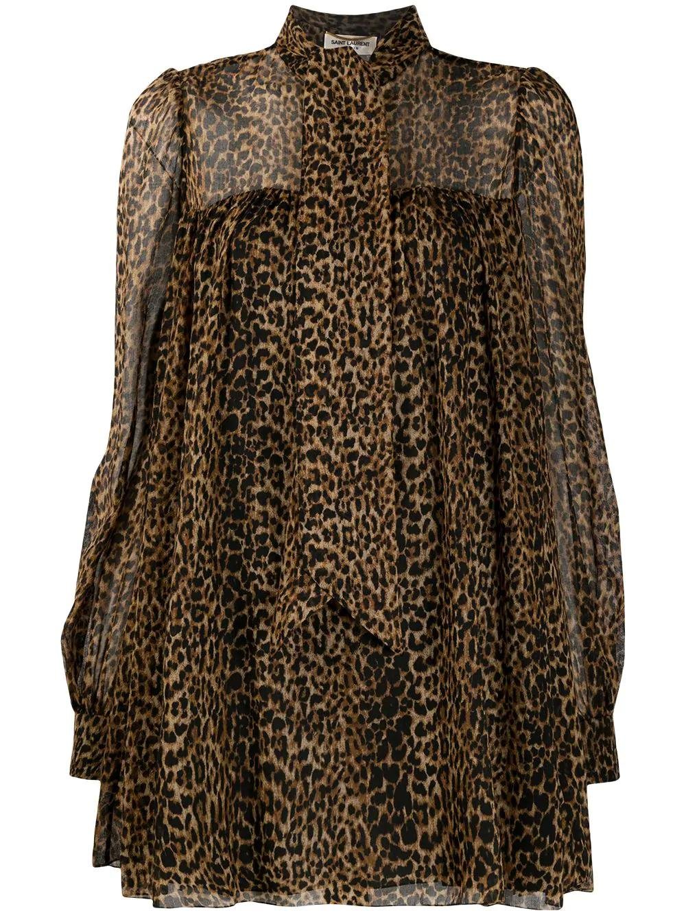 leopard-print flared dress by SAINT LAURENT