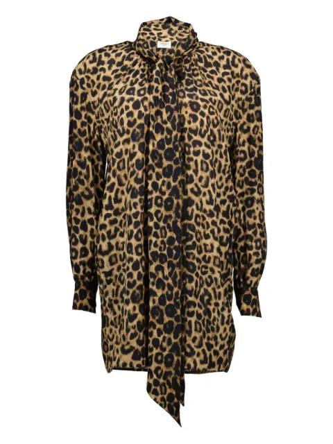 leopard-print tie-detail dress by SAINT LAURENT