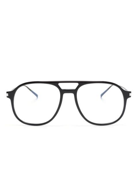 logo-debossed pilot-frame glasses by SAINT LAURENT