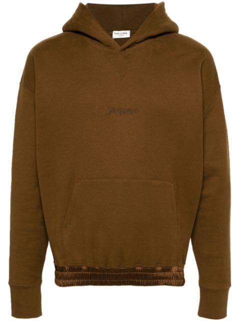 logo-embroidered cotton hoodie by SAINT LAURENT