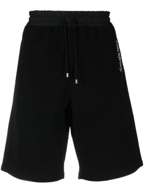 logo-embroidered cotton shorts by SAINT LAURENT