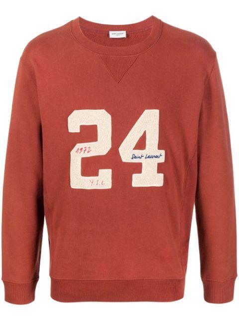 logo embroidery cotton sweatshirt by SAINT LAURENT