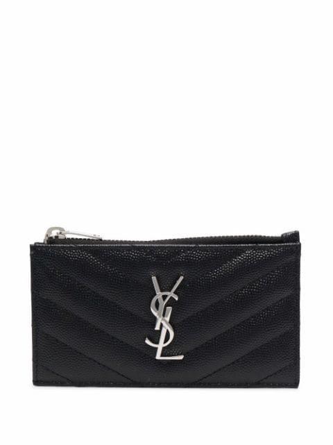 logo-plaque quilted wallet by SAINT LAURENT