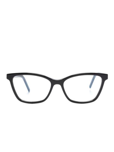 logo-plaque rectangle-frame glasses by SAINT LAURENT