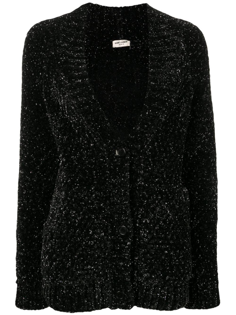 metallic v-neck cardigan by SAINT LAURENT