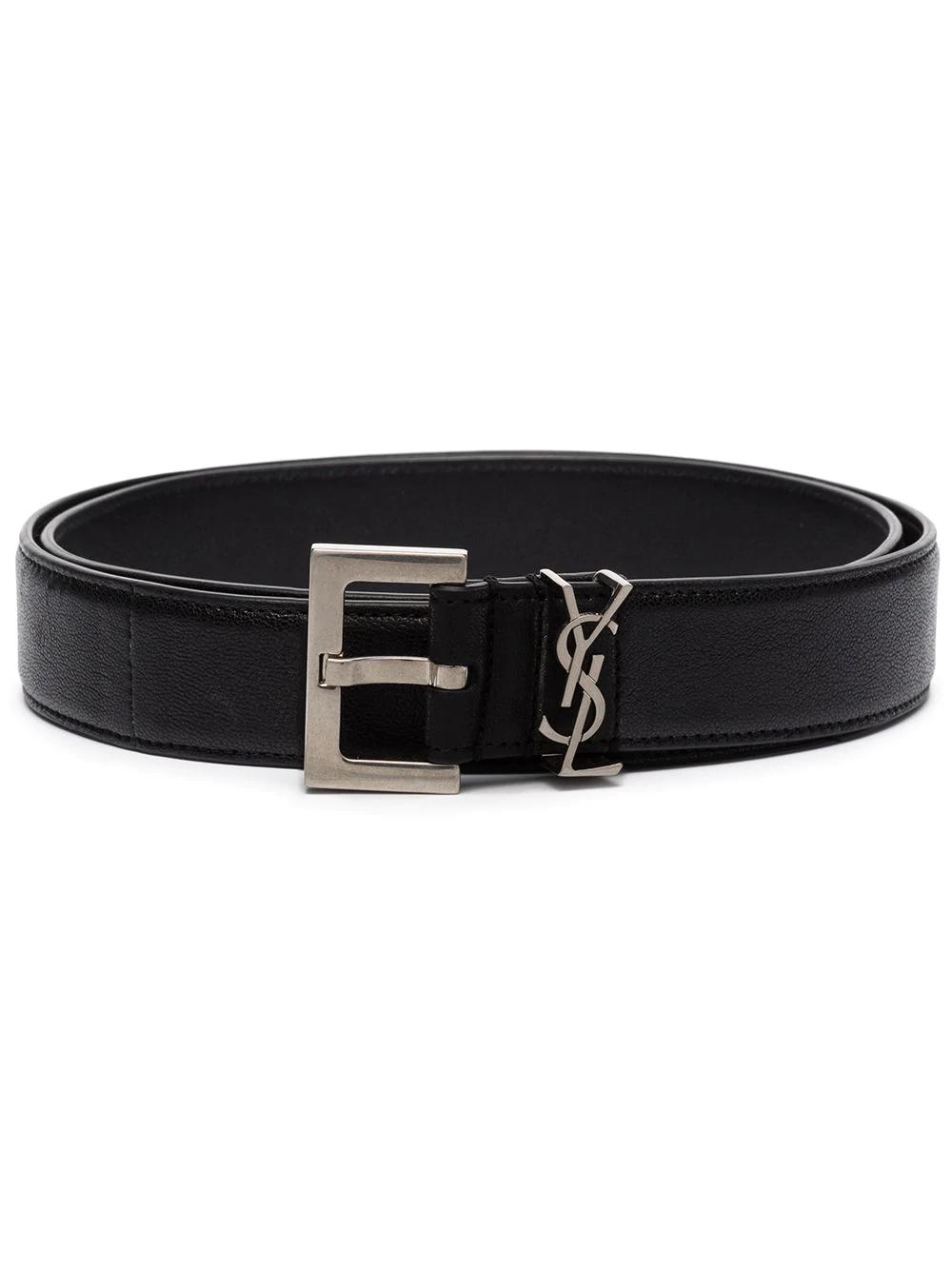 monogram-plaque buckled belt by SAINT LAURENT