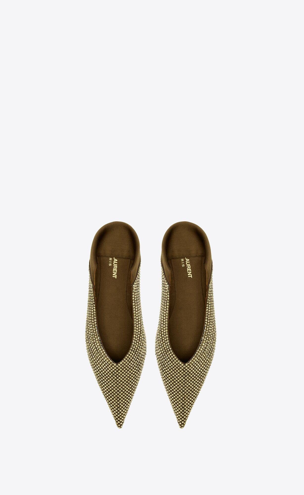 nour slippers in satin crepe and rhinestones by SAINT LAURENT