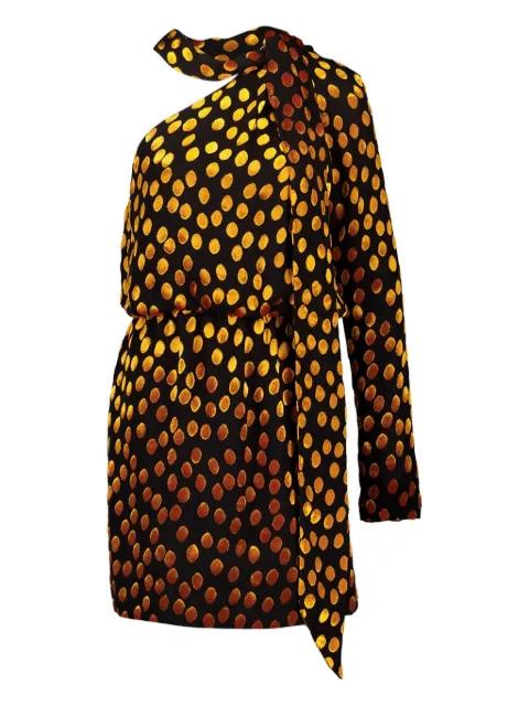 one-shoulder polka-dot mini dress by SAINT LAURENT