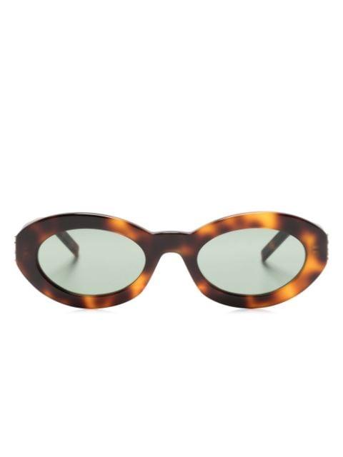 oval-frame patterned sunglasses by SAINT LAURENT