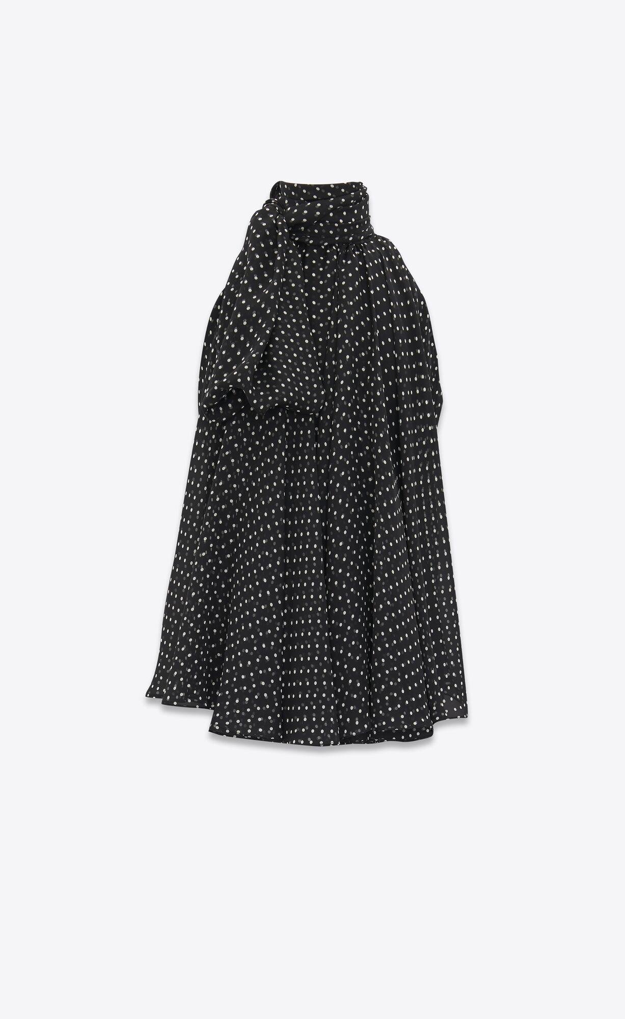 oversized lavallière-neck top in dotted silk muslin by SAINT LAURENT