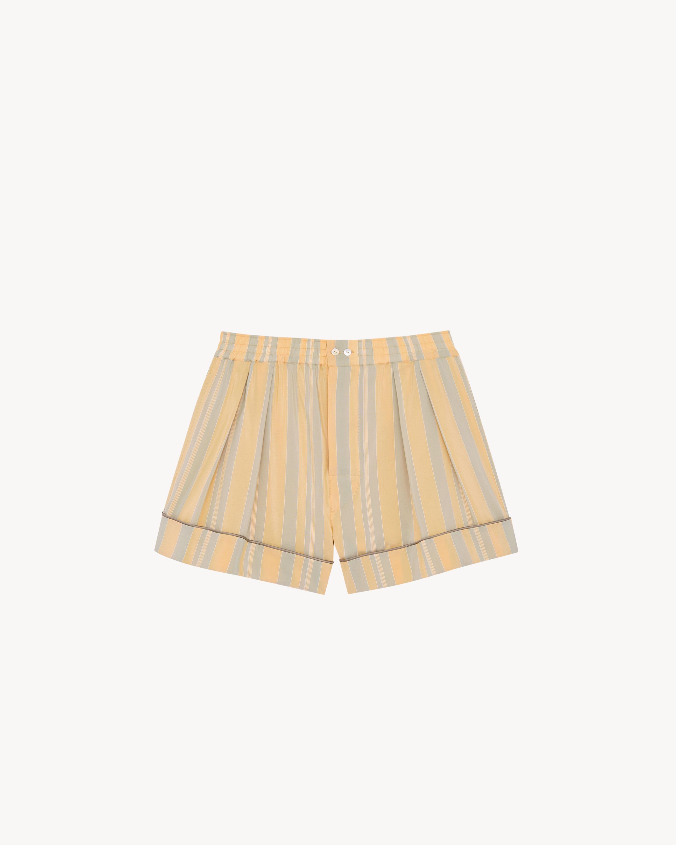 pajama shorts in striped cotton and silk by SAINT LAURENT