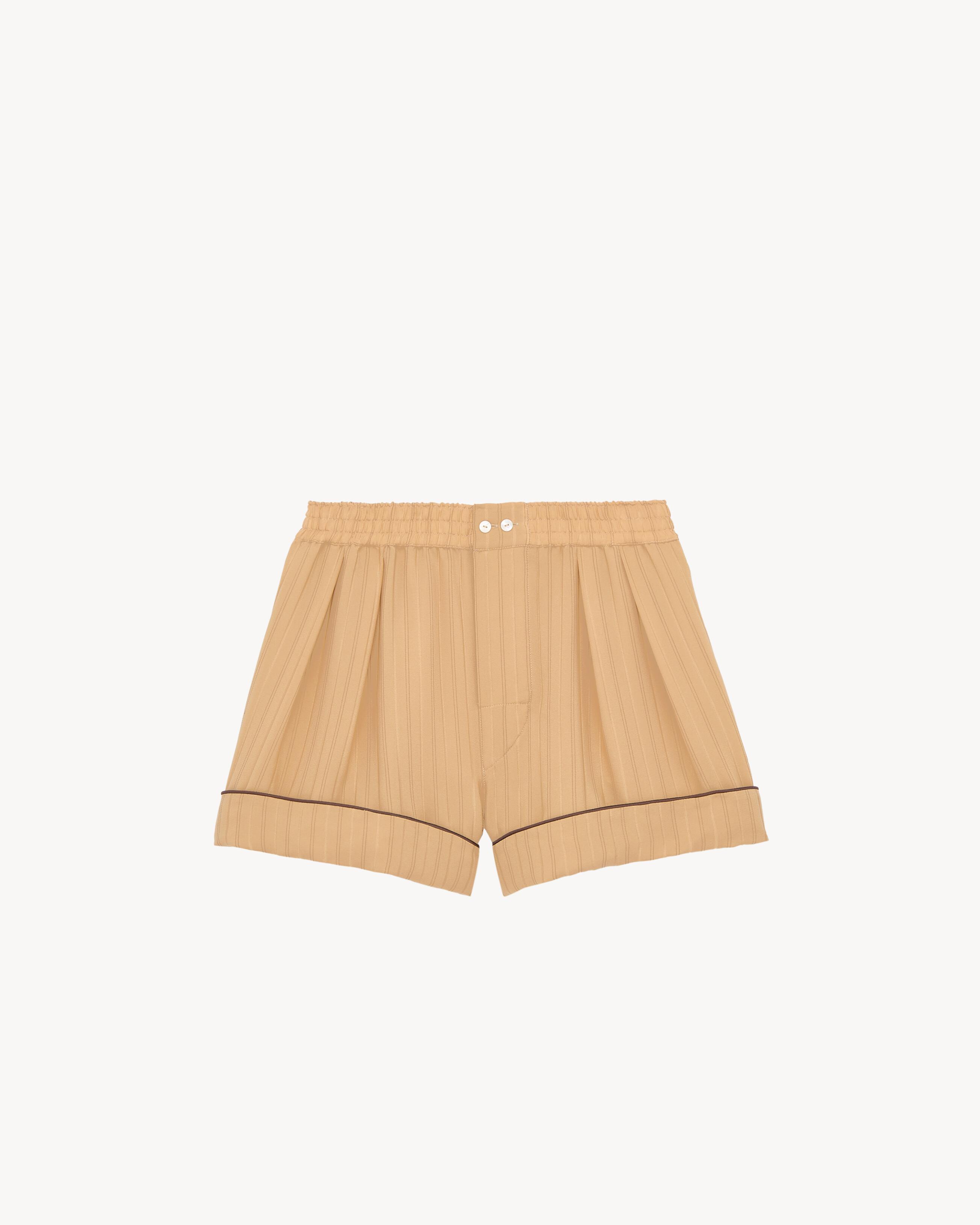 pajama shorts in striped silk by SAINT LAURENT