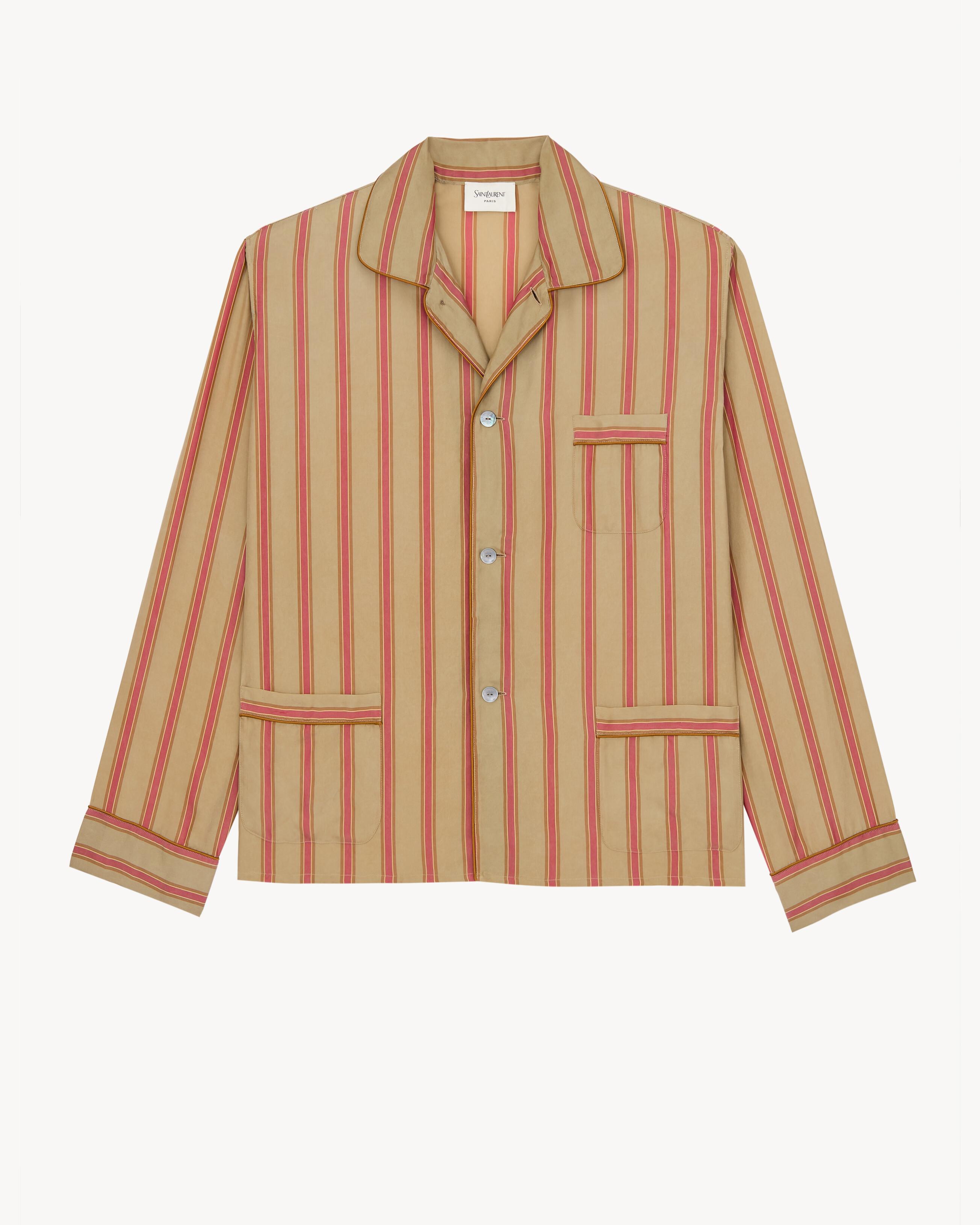 pajama top in striped cupro twill by SAINT LAURENT