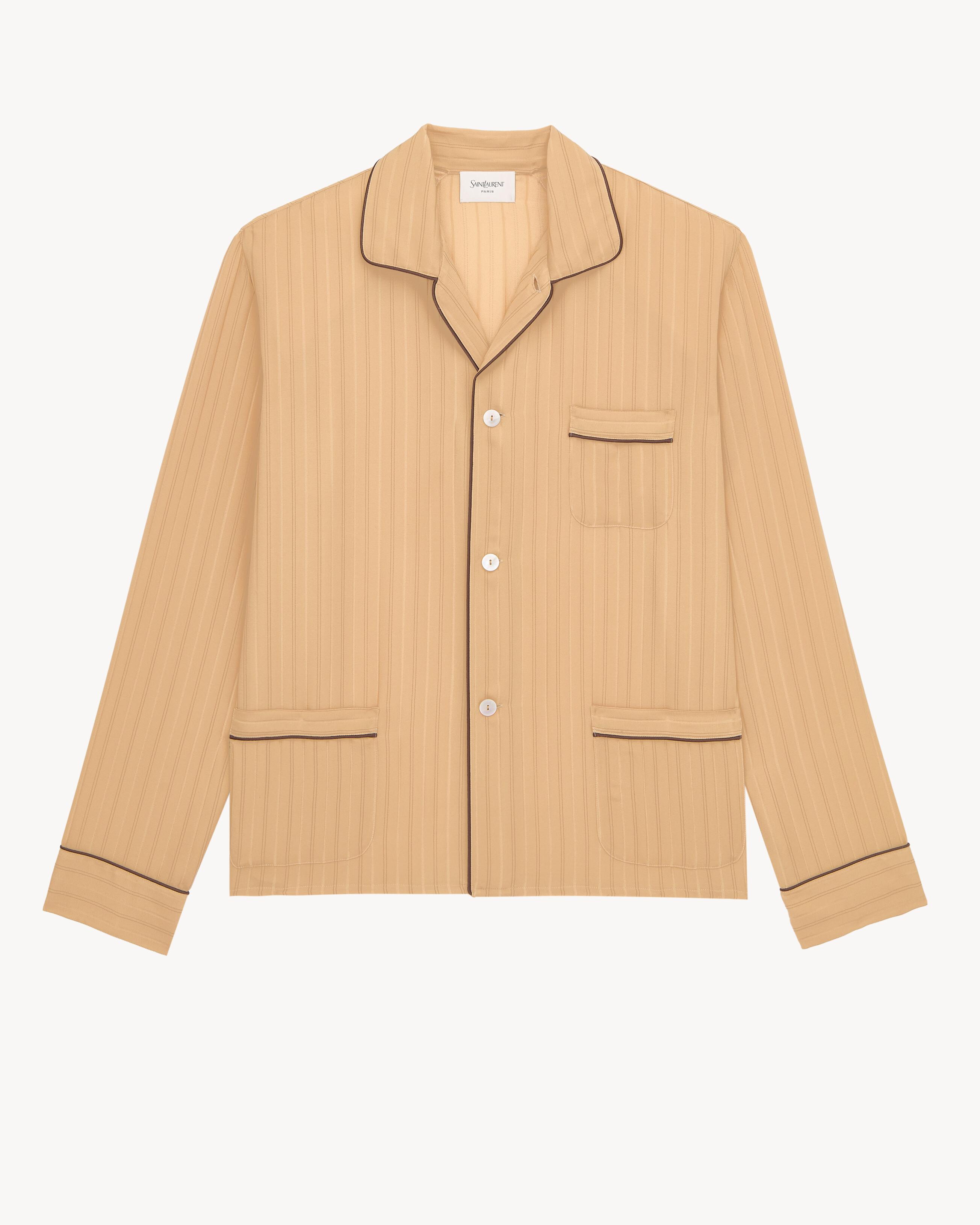 pajama top in striped silk by SAINT LAURENT