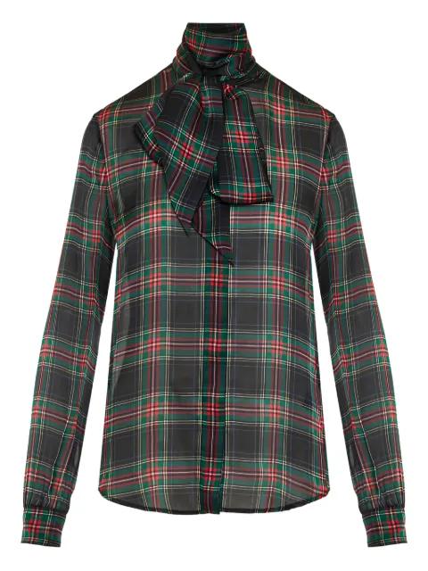 plaid bow-tie blouse by SAINT LAURENT