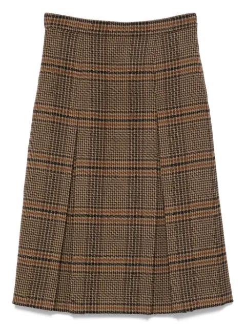 pleated check midi skirt by SAINT LAURENT
