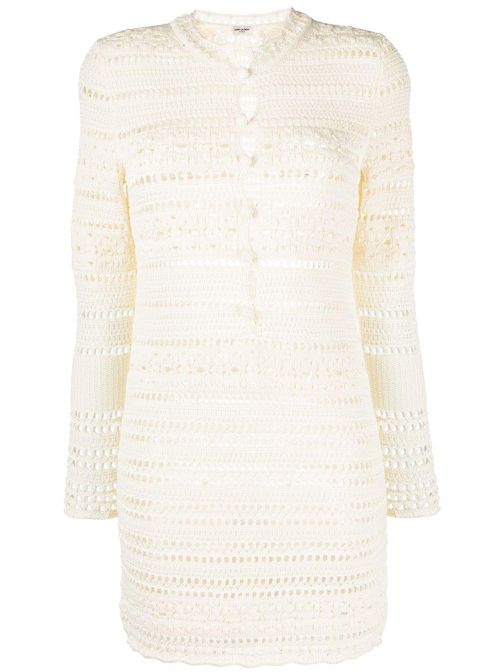 pointelle-knit detail dress by SAINT LAURENT