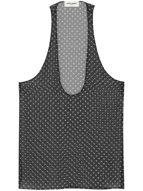 polka dot-print silk top by SAINT LAURENT