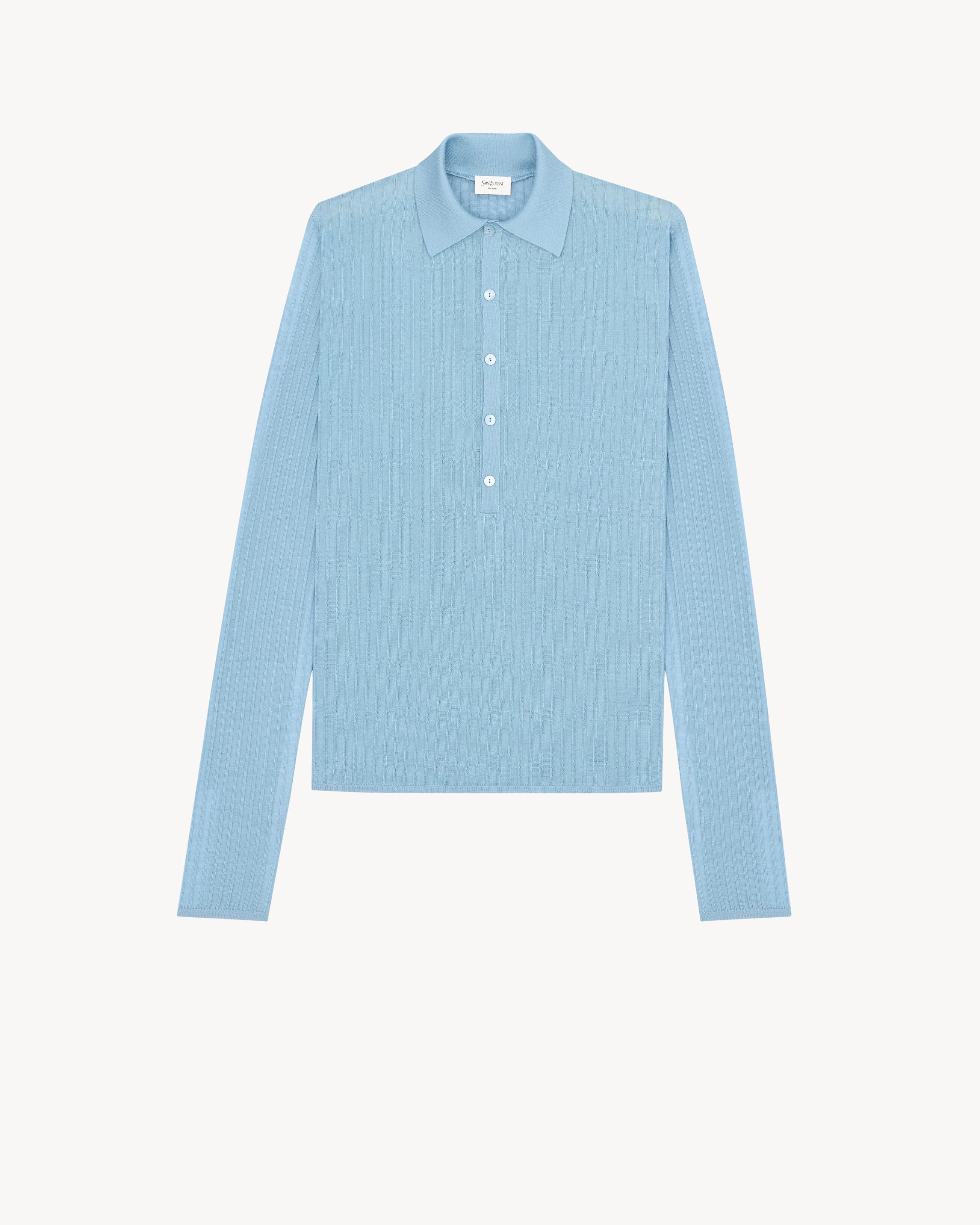 polo in flat-rib cashmere, wool, and silk by SAINT LAURENT