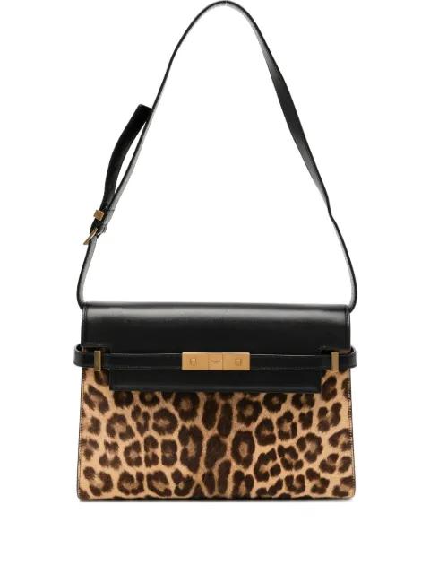 ponyhair-trimmed manhattan shoulder bag by SAINT LAURENT 