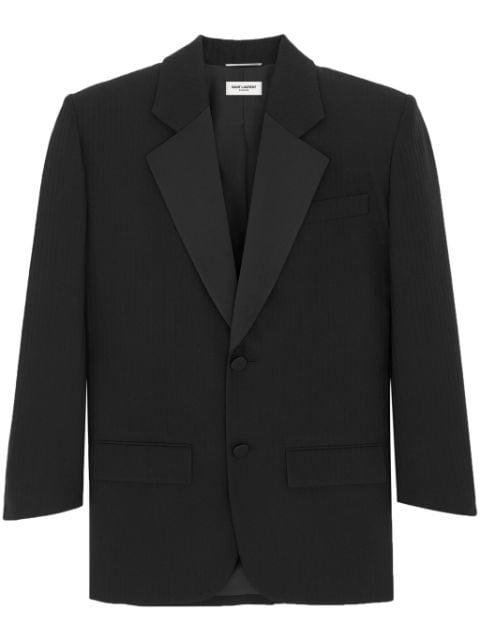 raised-stripe wool tuxedo jacket by SAINT LAURENT
