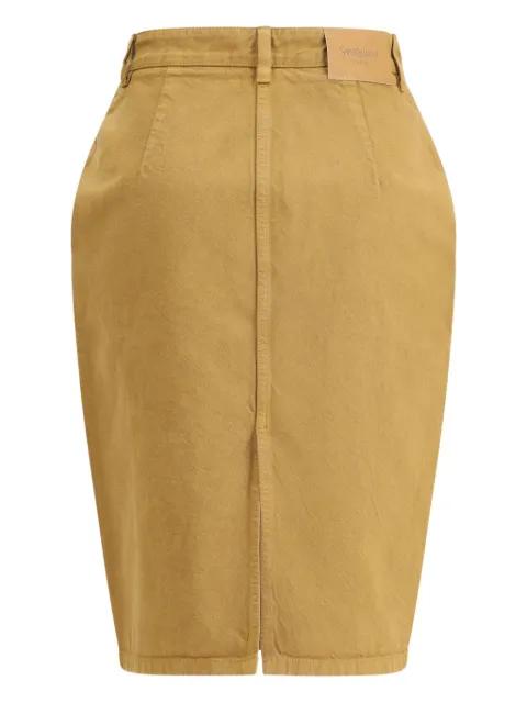 rear-slit cotton midi skirt by SAINT LAURENT