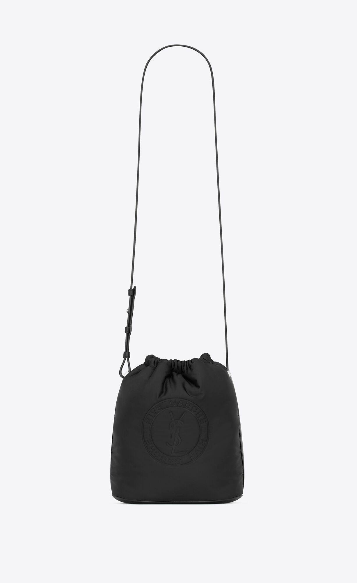 rive gauche laced bucket bag in econyl® by SAINT LAURENT