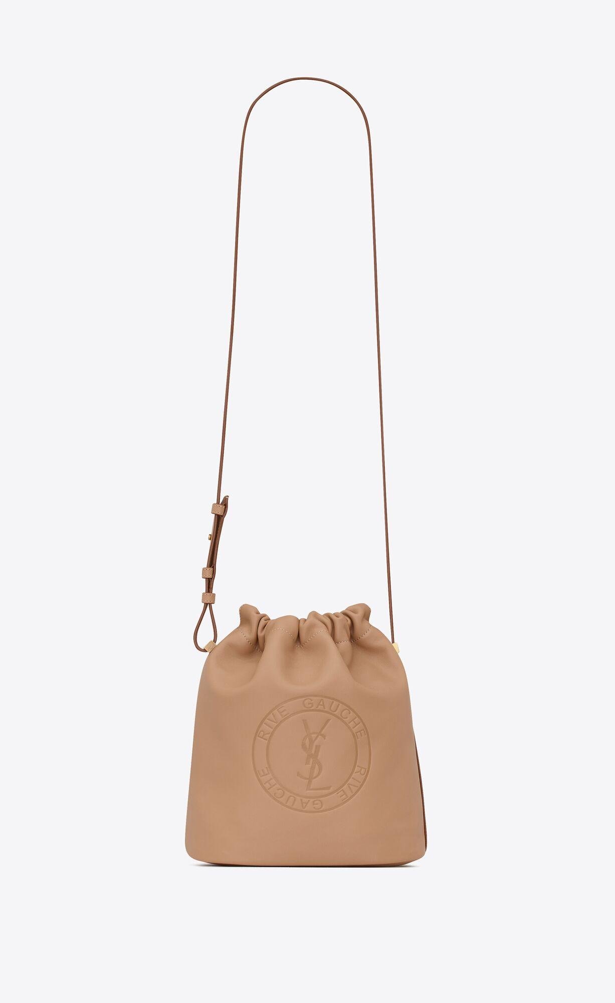 rive gauche laced bucket bag in smooth leather by SAINT LAURENT