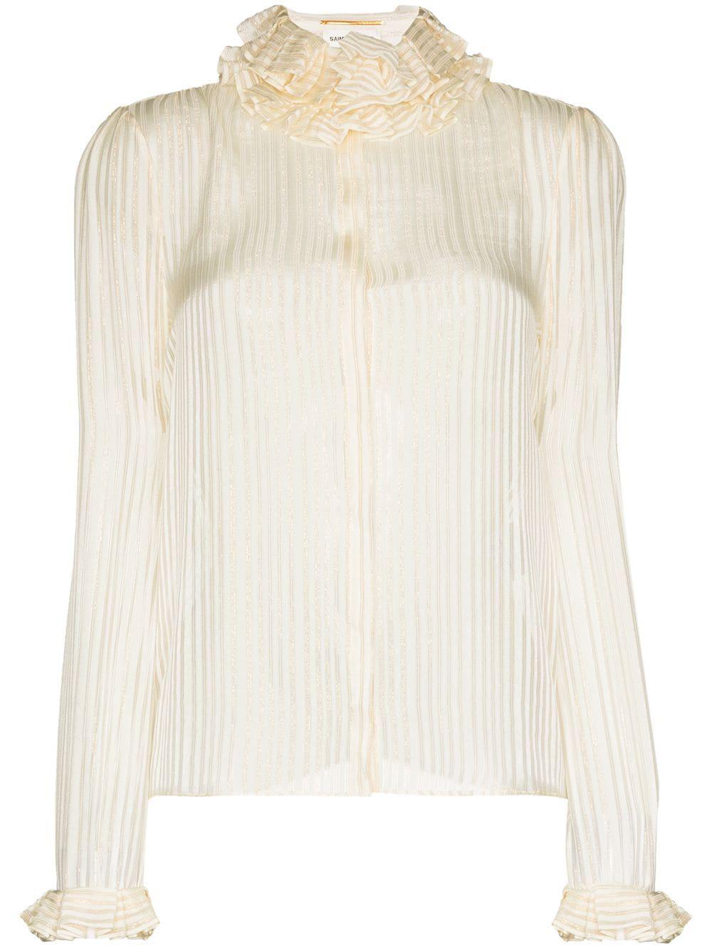ruffle-collar striped blouse by SAINT LAURENT