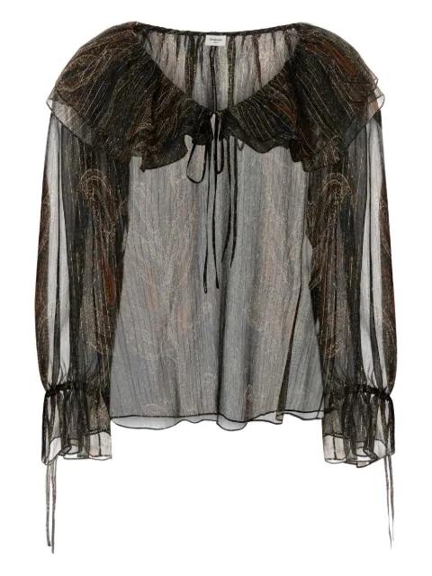 ruffled printed silk blouse by SAINT LAURENT