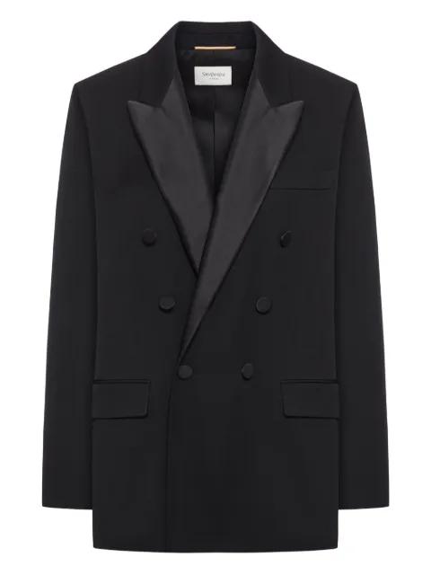 satin-lapels double-breasted blazer by SAINT LAURENT