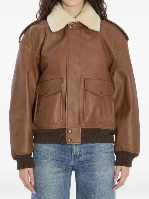 shearling-collar ribbed bomber jacket by SAINT LAURENT
