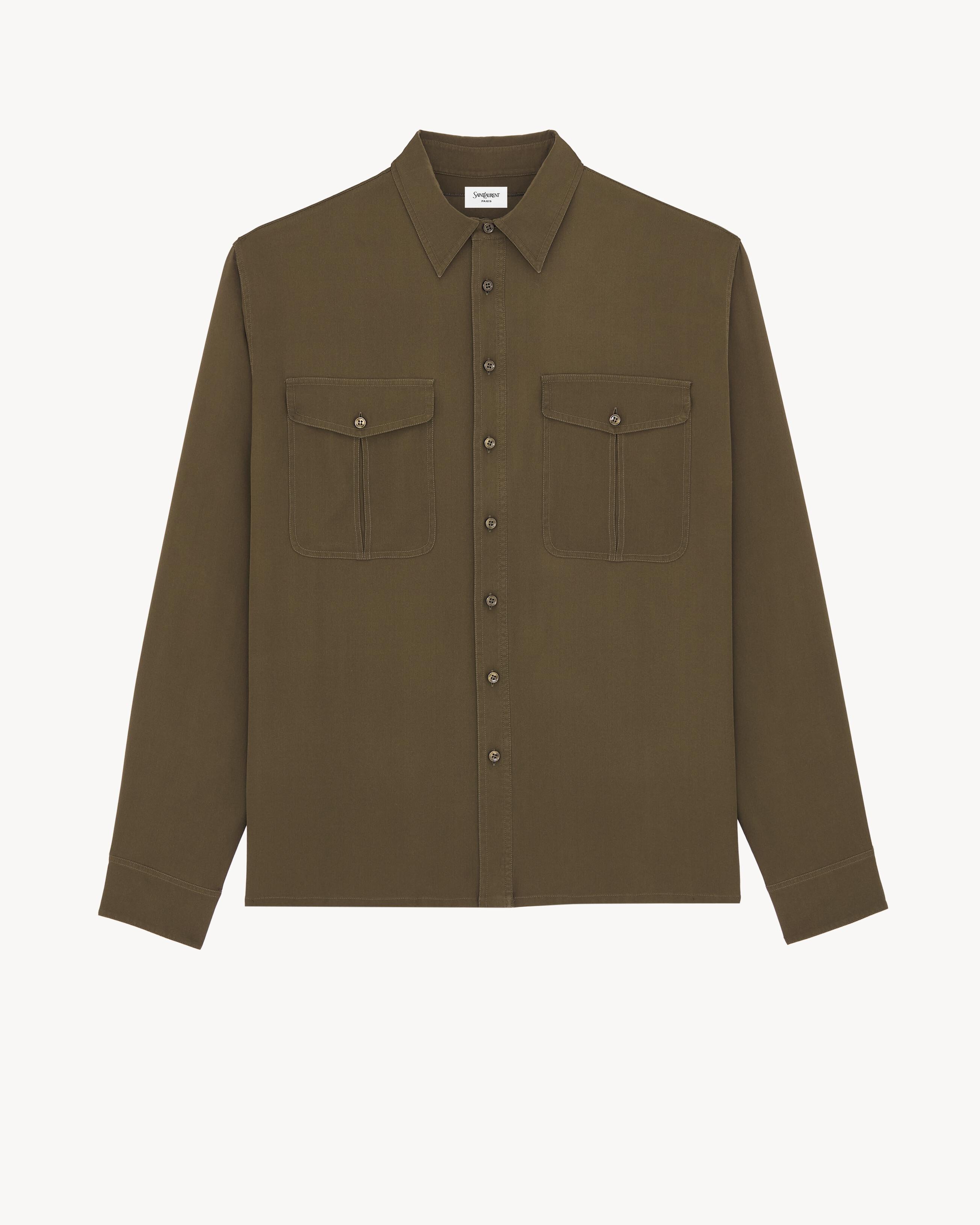 shirt in silk satin-back crepe by SAINT LAURENT