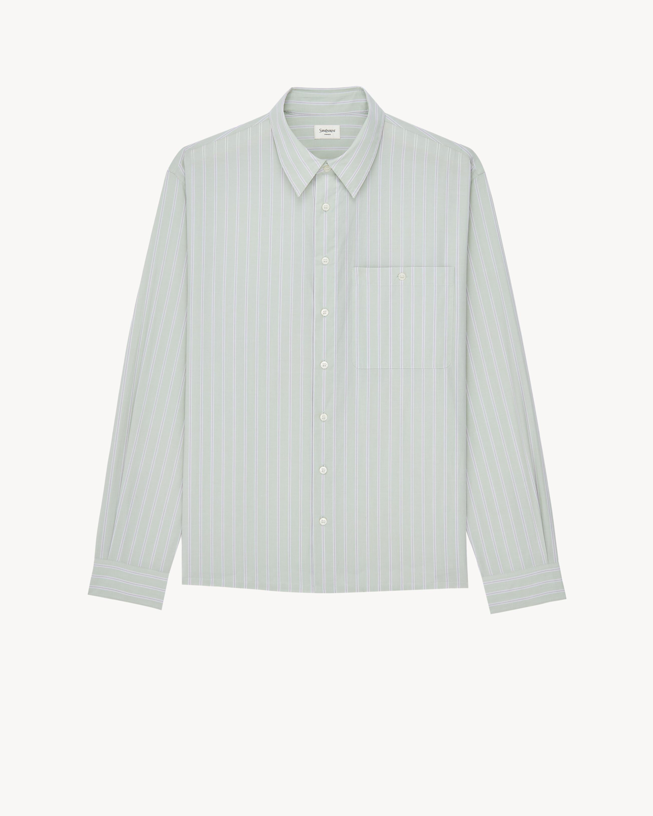 shirt in striped cotton by SAINT LAURENT