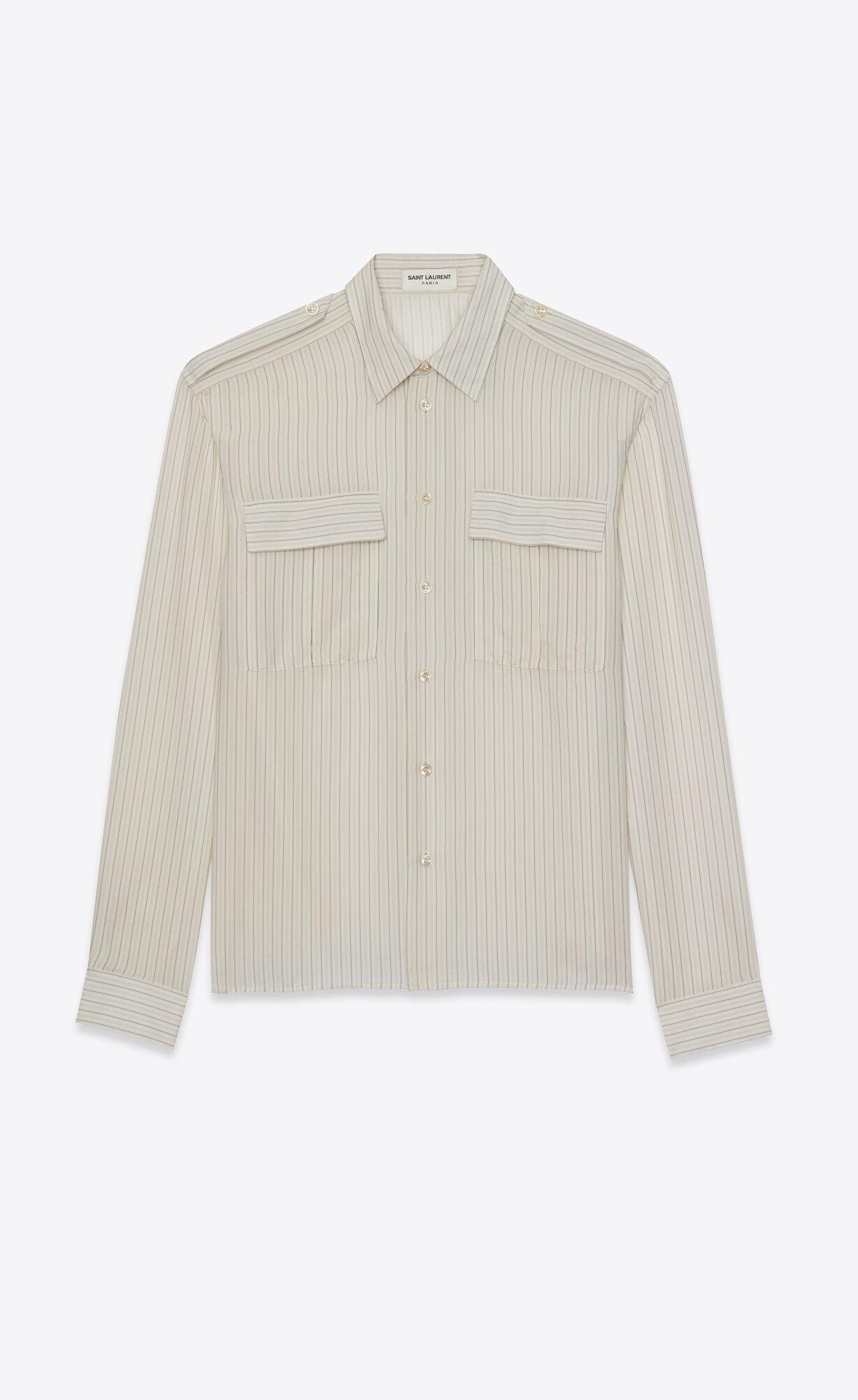 shirt in striped silk satin by SAINT LAURENT