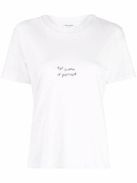 slogan-print short-sleeve T-shirt by SAINT LAURENT