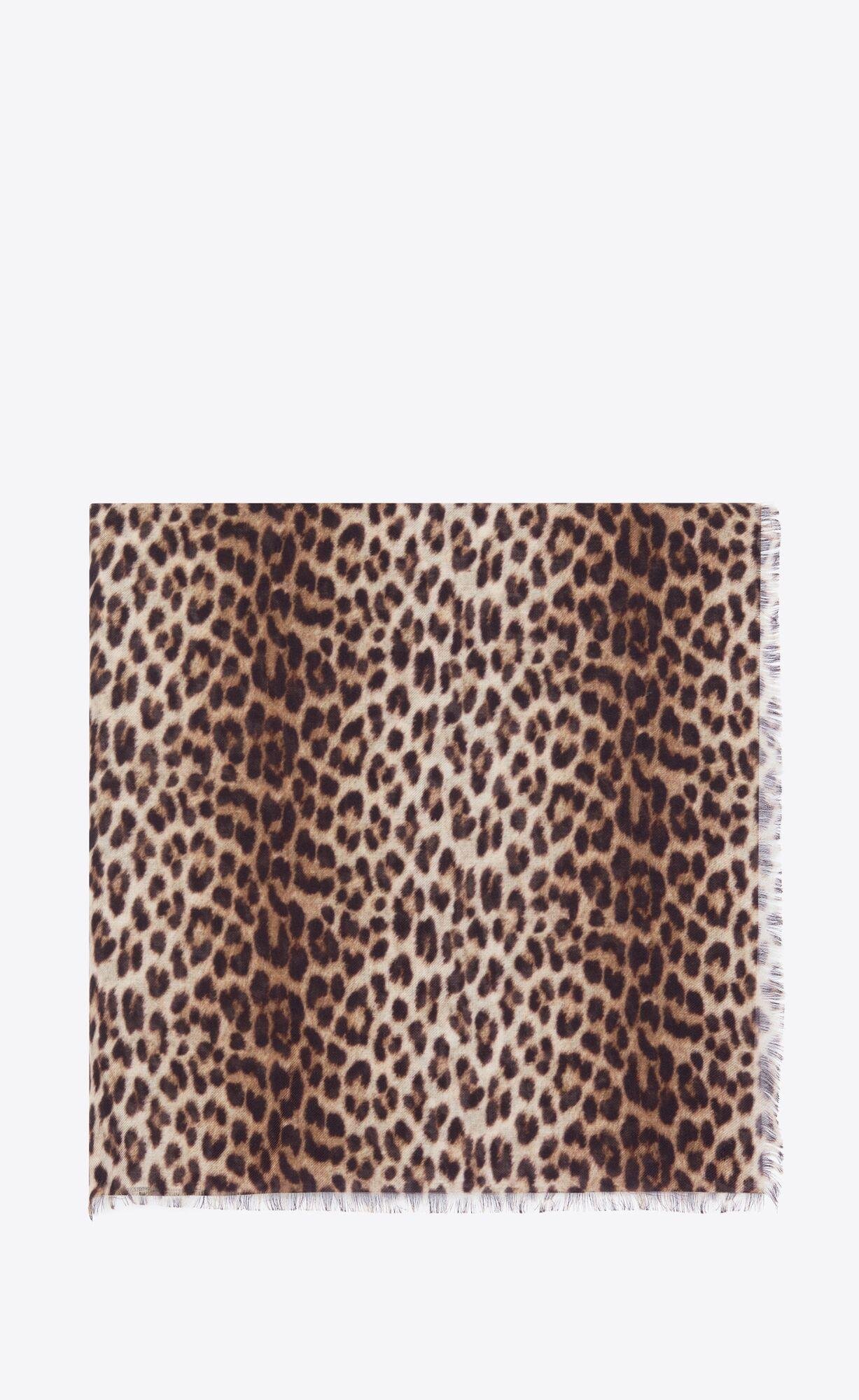 square scarf in leopard modal and cashmere by SAINT LAURENT