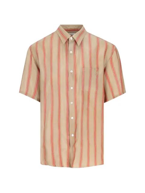 striped short-sleeve cotton shirt by SAINT LAURENT