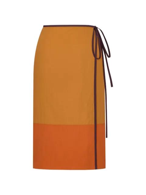 tie-detail colour-block skirt by SAINT LAURENT