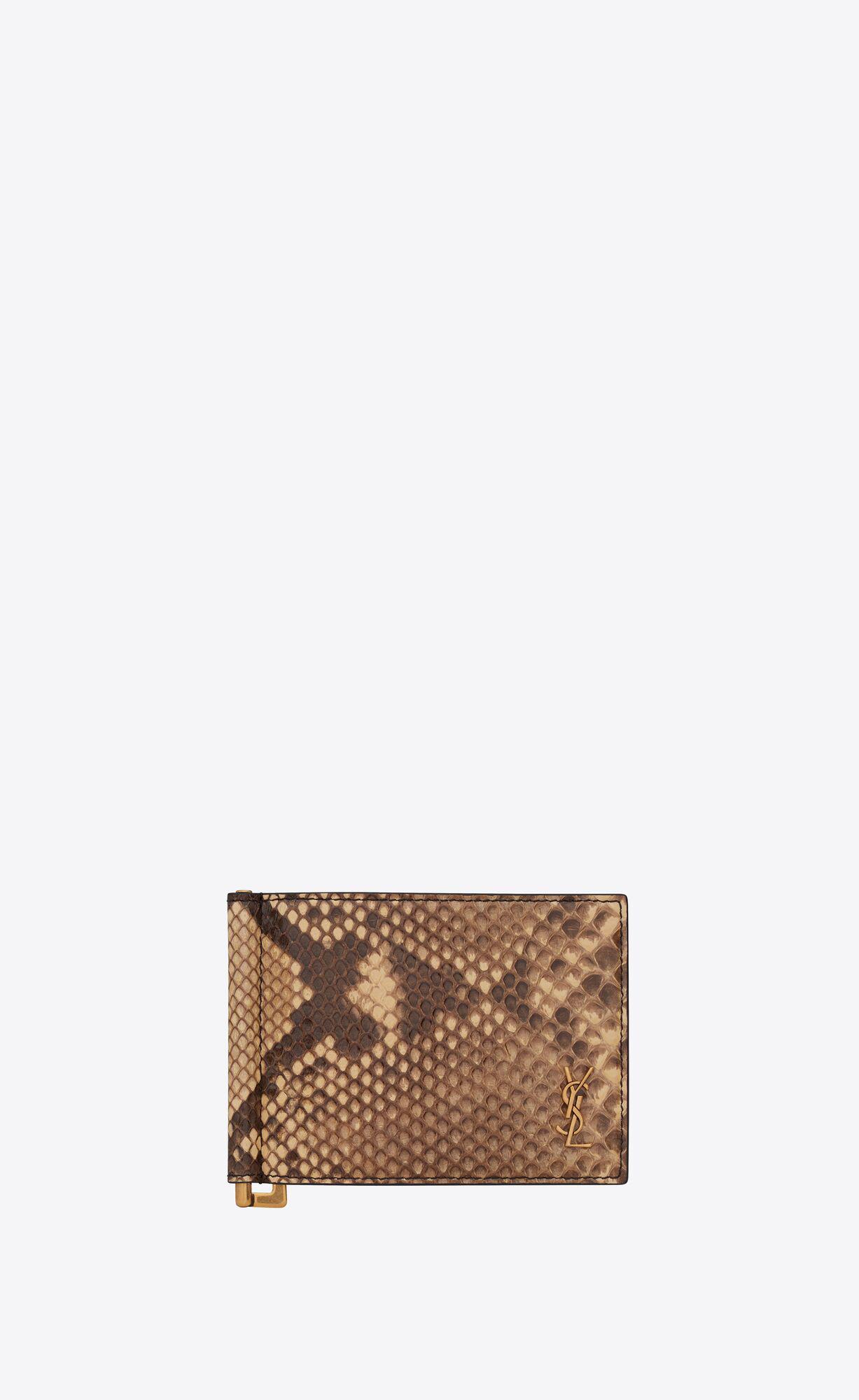 tiny cassandre bill clip wallet in python by SAINT LAURENT